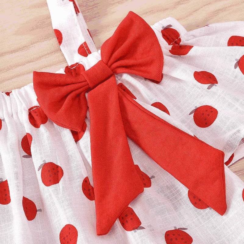 Hipea Toddler Cirl Clothes Summer Outfits Ruffle Camisole Fruit Tops and Casual Shorts 2-Piece 3T Girl Clothes (Red, 3-4T) - Image 3